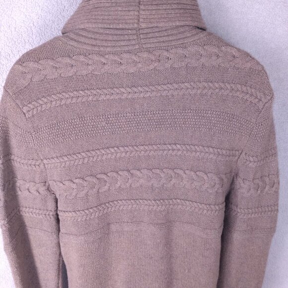 Marc Anthony Men’s Shawl Collar Sweater Medium Tan Cable Knit Pullover - Picture 3 of 16